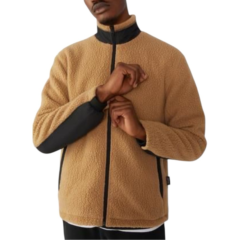 Vallier Polartec Fleece Sherpa Sweater Jacket Men's Size Small Tan Black